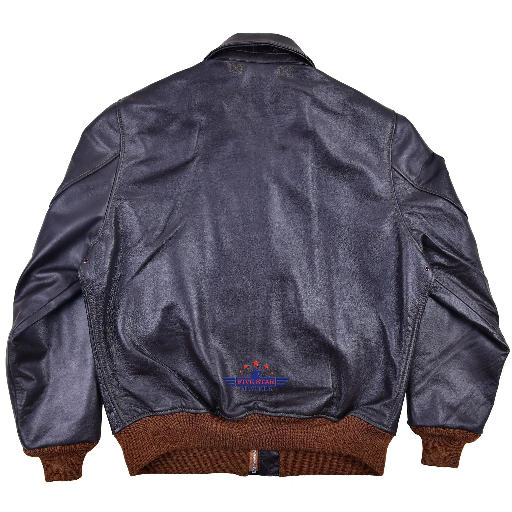 A2 REPRO WWII 1939 WERBER SPORTSWEAR Seal Brown Horse Hide Leather Jacket