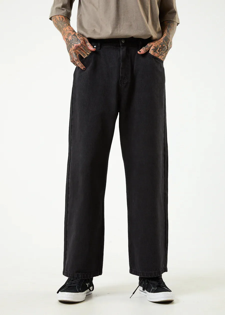 Afends Pablo Organic Denim Baggy Jeans - Washed Black