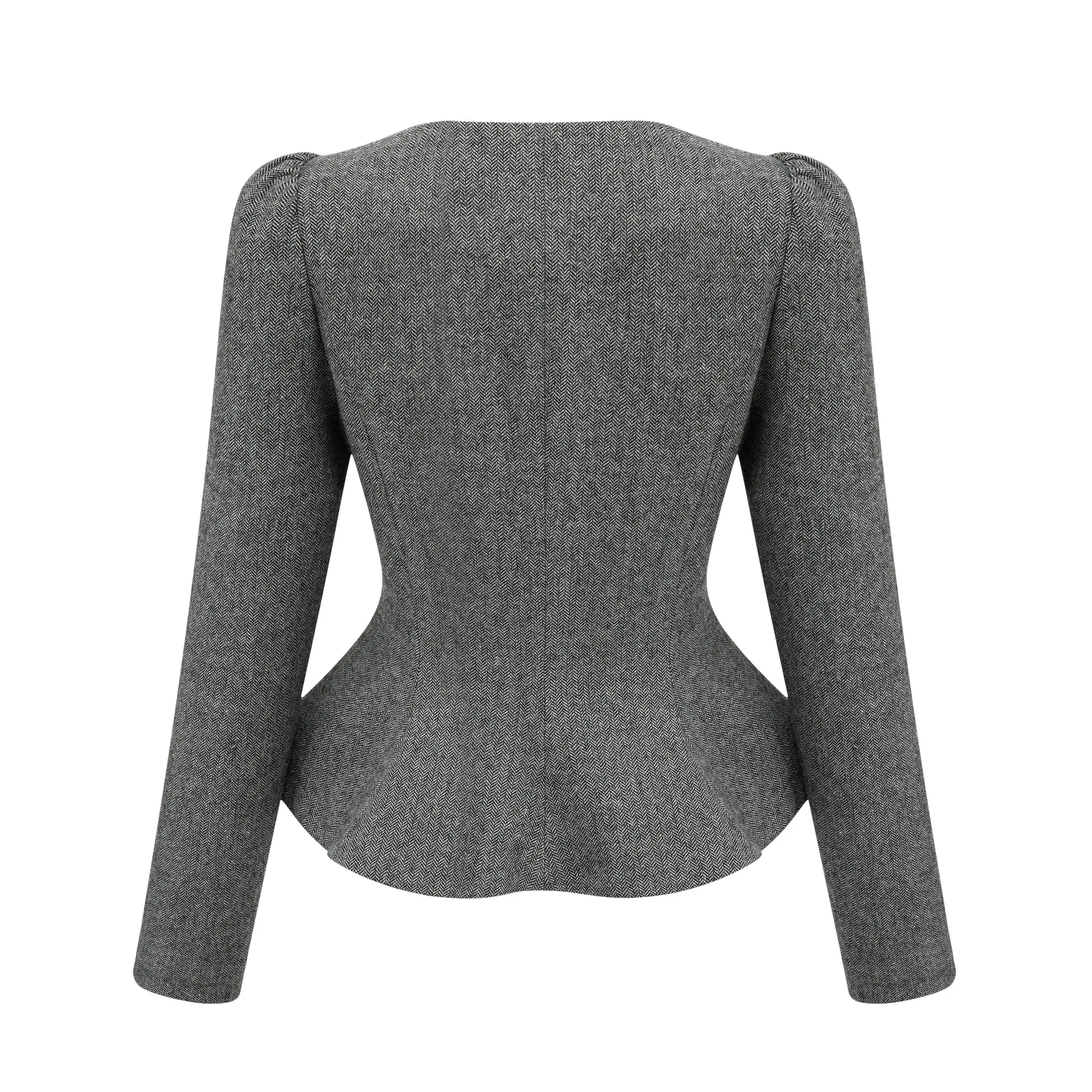 Agathe grey herringbone top & shorts matching set