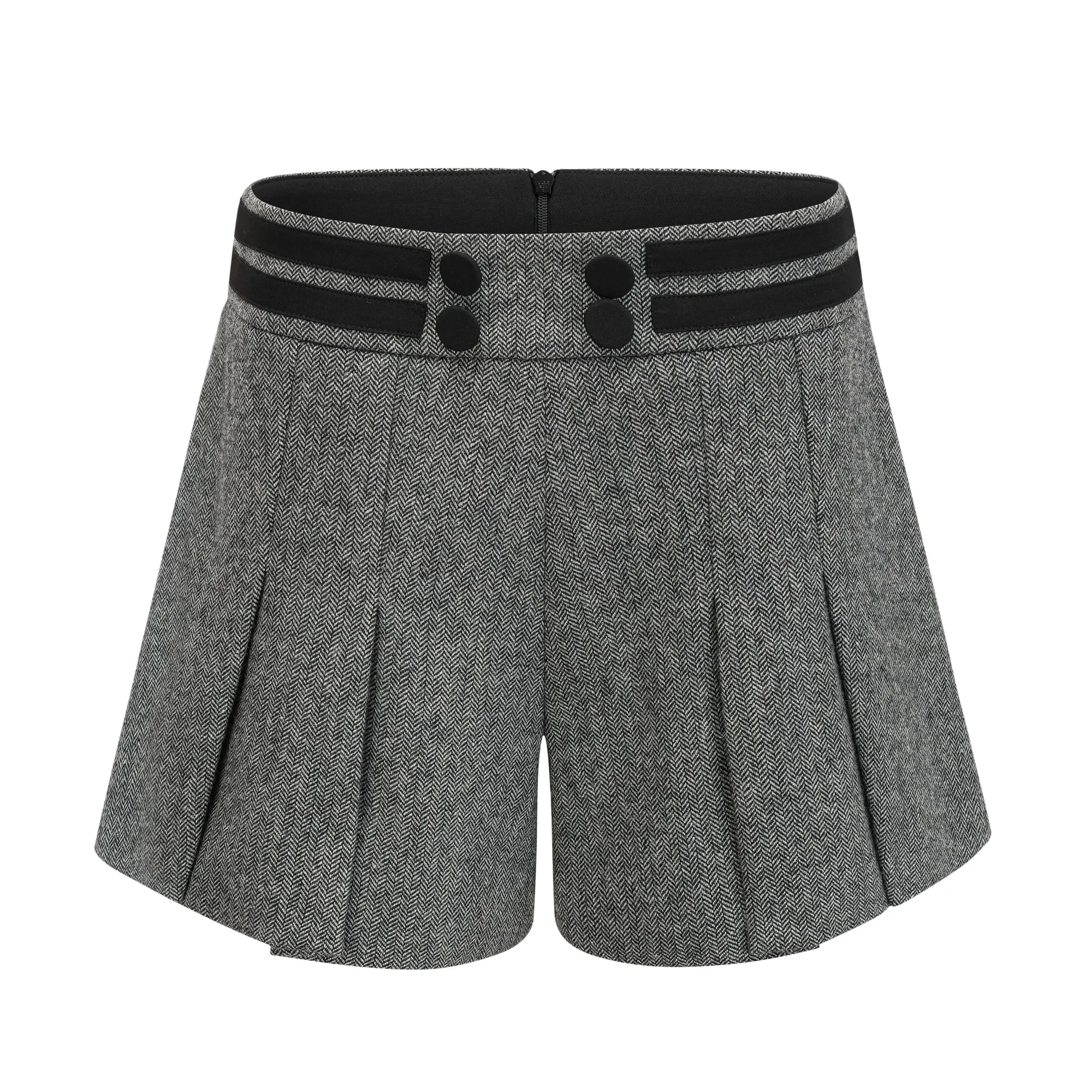 Agathe grey herringbone top & shorts matching set