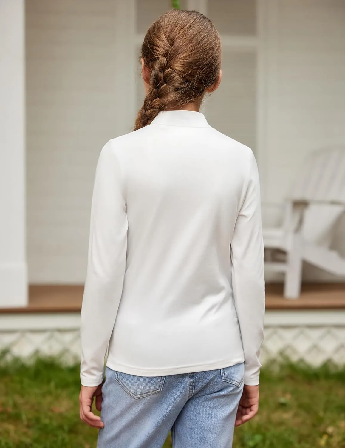 Arshiner Girls Long Sleeve Mock Turtleneck Shirts Slim Fit Casual Layer Top