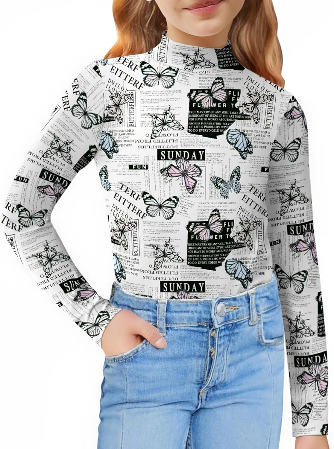 Arshiner Girls Long Sleeve Mock Turtleneck Shirts Slim Fit Casual Layer Top