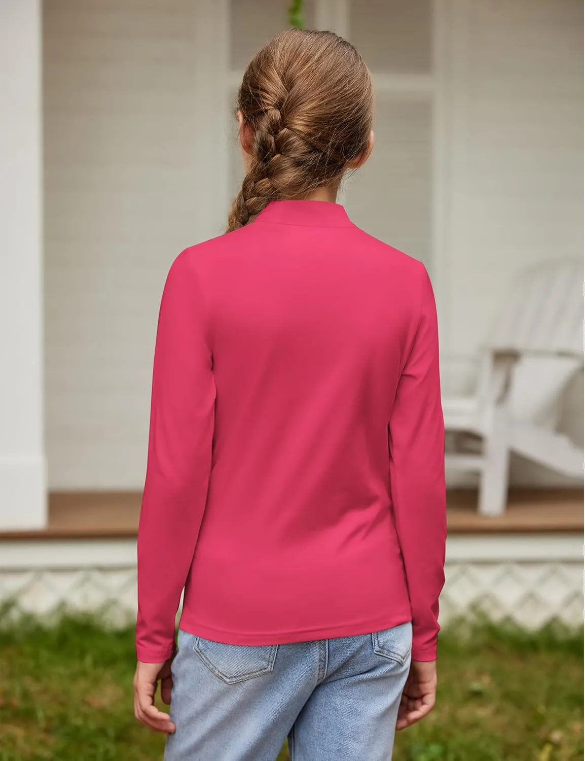 Arshiner Girls Long Sleeve Mock Turtleneck Shirts Slim Fit Casual Layer Top