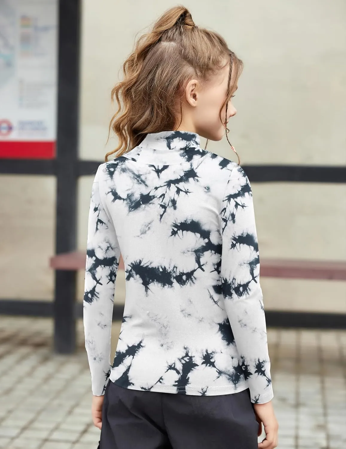 Arshiner Girls Long Sleeve Mock Turtleneck Shirts Slim Fit Casual Layer Top