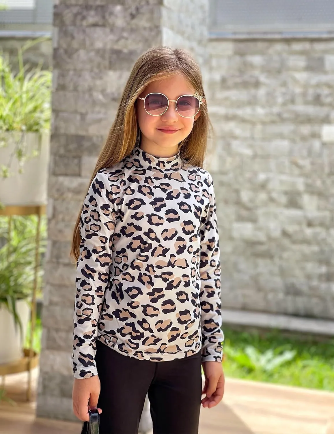 Arshiner Girls Long Sleeve Mock Turtleneck Shirts Slim Fit Casual Layer Top