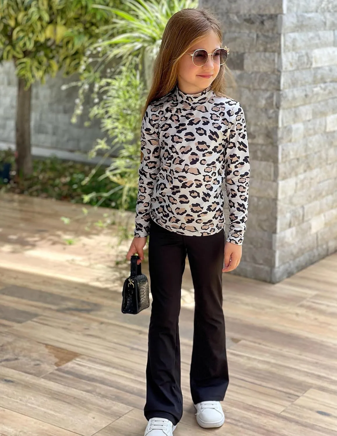 Arshiner Girls Long Sleeve Mock Turtleneck Shirts Slim Fit Casual Layer Top