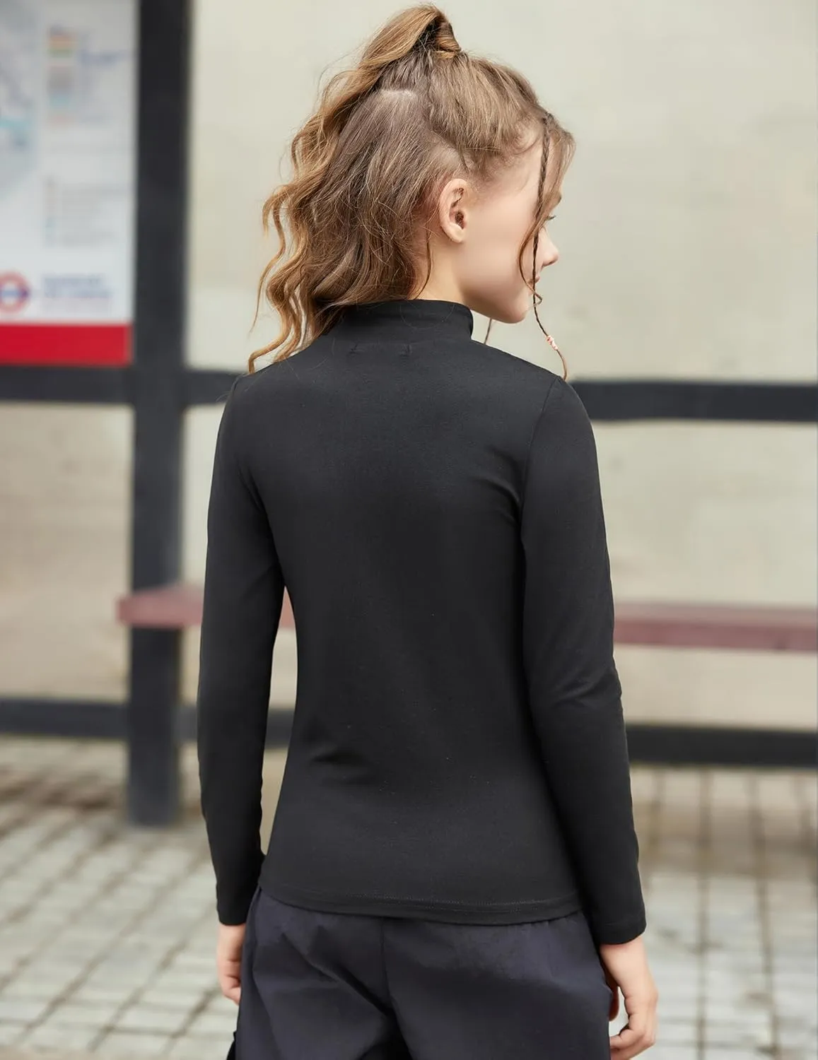 Arshiner Girls Long Sleeve Mock Turtleneck Shirts Slim Fit Casual Layer Top