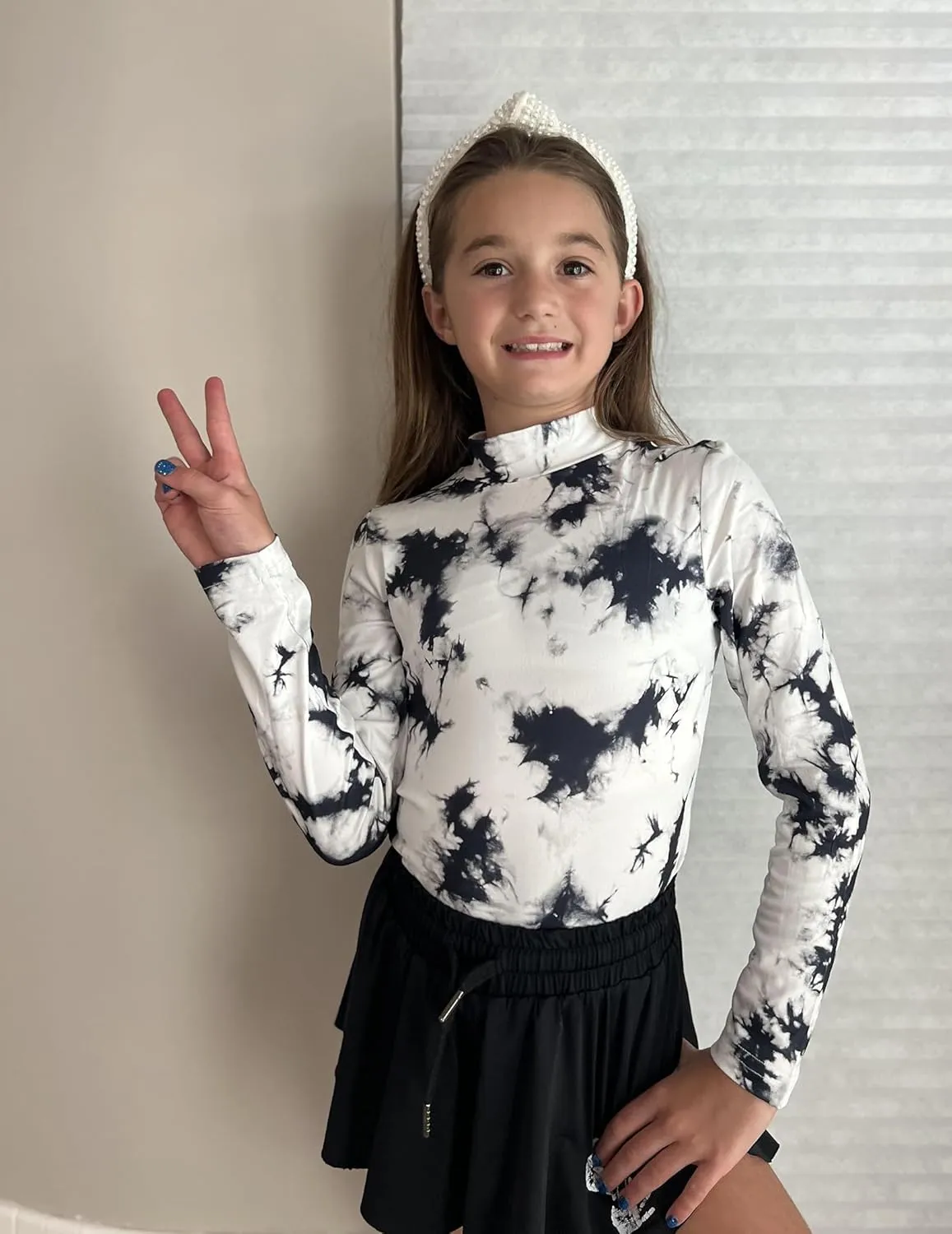 Arshiner Girls Long Sleeve Mock Turtleneck Shirts Slim Fit Casual Layer Top