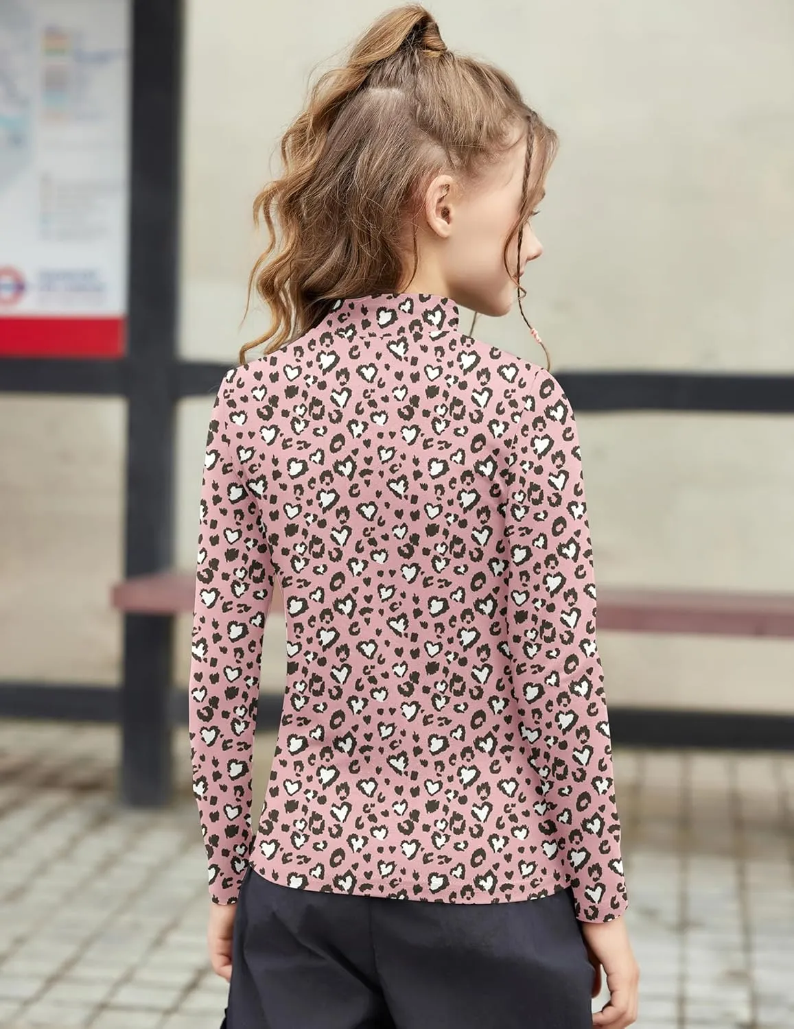 Arshiner Girls Long Sleeve Mock Turtleneck Shirts Slim Fit Casual Layer Top