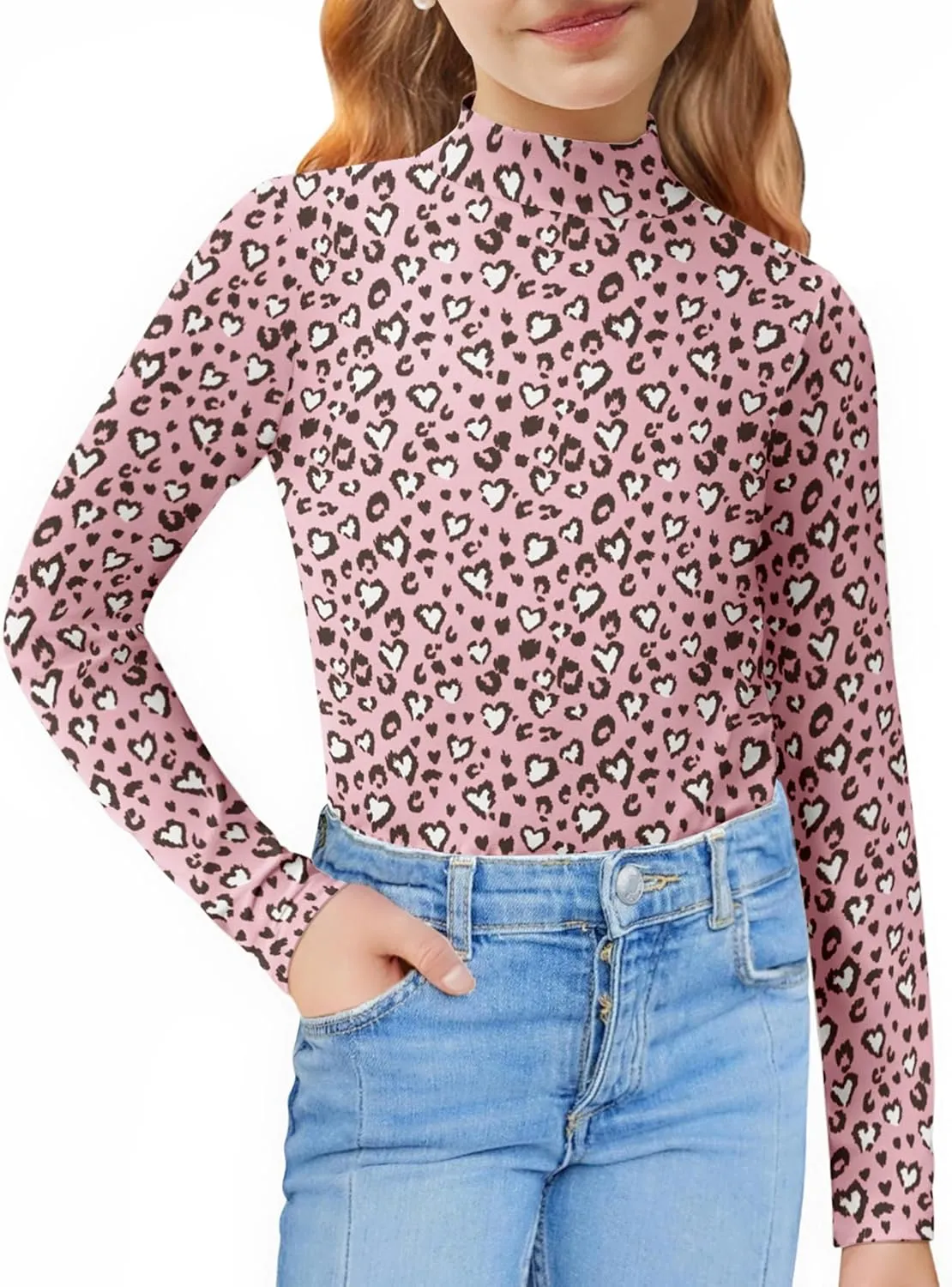Arshiner Girls Long Sleeve Mock Turtleneck Shirts Slim Fit Casual Layer Top