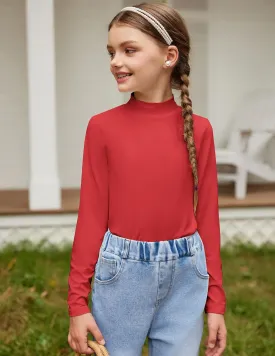 Arshiner Girls Long Sleeve Mock Turtleneck Shirts Slim Fit Casual Layer Top