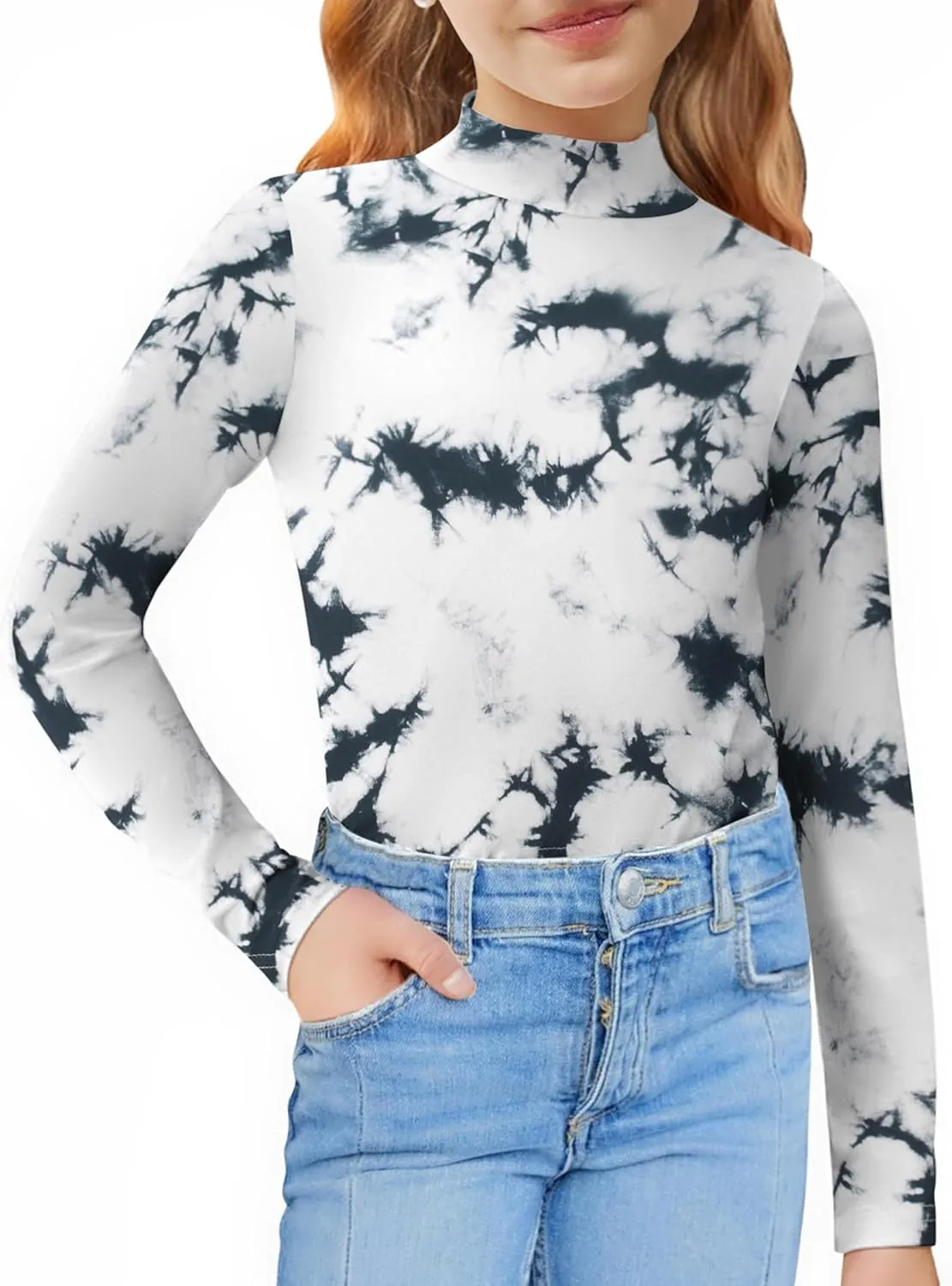 Arshiner Girls Long Sleeve Mock Turtleneck Shirts Slim Fit Casual Layer Top