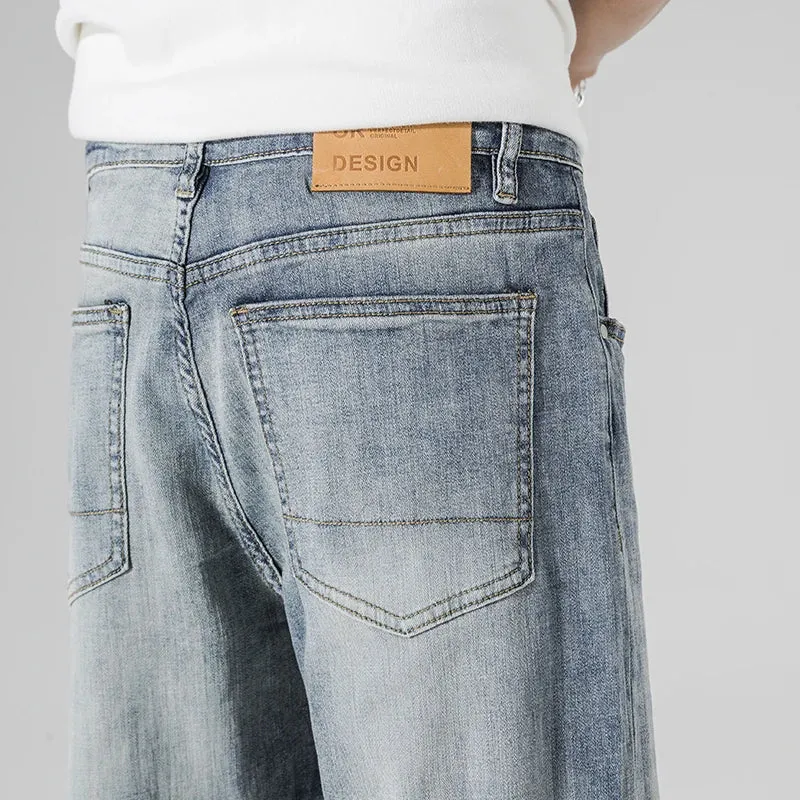 Baggy Pants Men Jeans Wide Leg Trousers Loose Fit Stretch Light Blue 2023 New Jeans Kpop Men's Clothing Streetwear Oversize 42