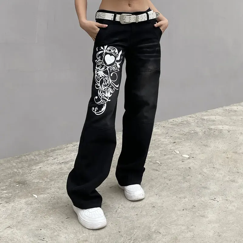 Baggy Printed Cargo Jeans^