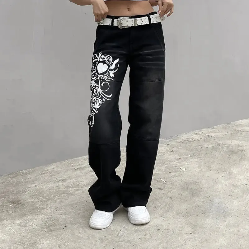 Baggy Printed Cargo Jeans^
