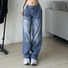 Baggy Printed Cargo Jeans^