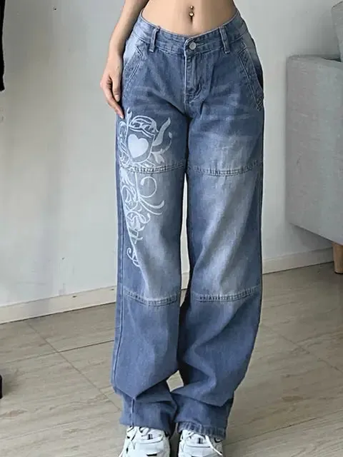Baggy Printed Cargo Jeans^