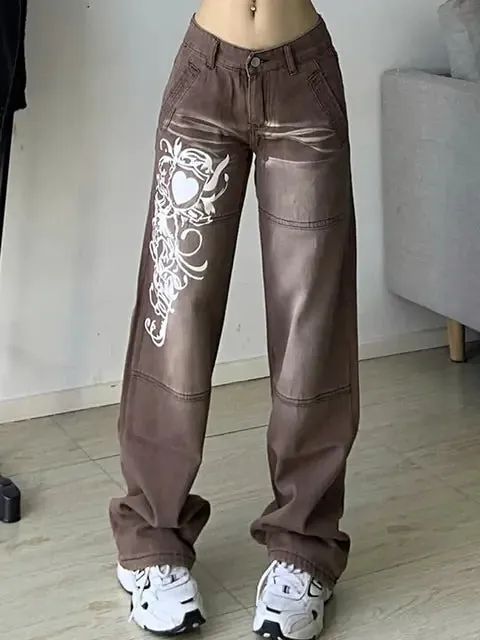 Baggy Printed Cargo Jeans^
