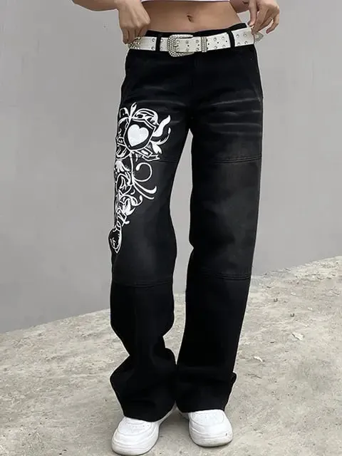 Baggy Printed Cargo Jeans^