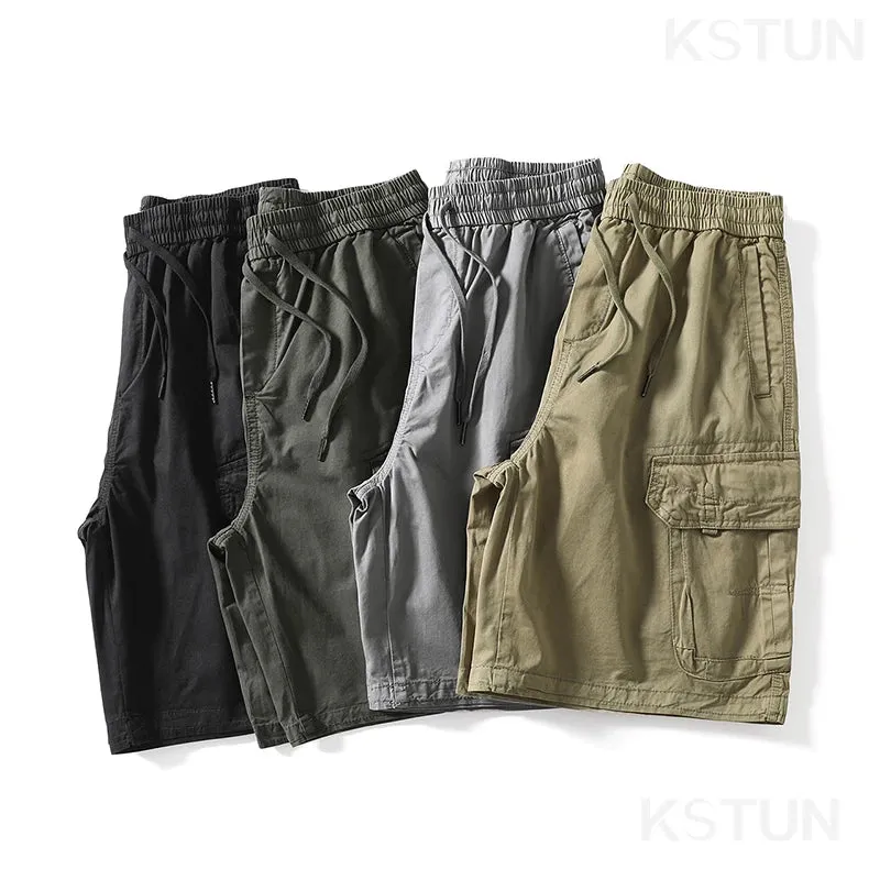 Baggy Shorts  Men Summer Short Pants Green Casual Cargo Shorts Wide Leg Loose Fit Elastic Waist Overalls  New Kpop