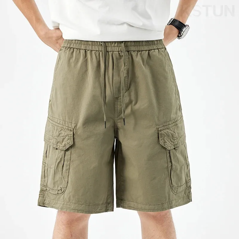 Baggy Shorts  Men Summer Short Pants Green Casual Cargo Shorts Wide Leg Loose Fit Elastic Waist Overalls  New Kpop