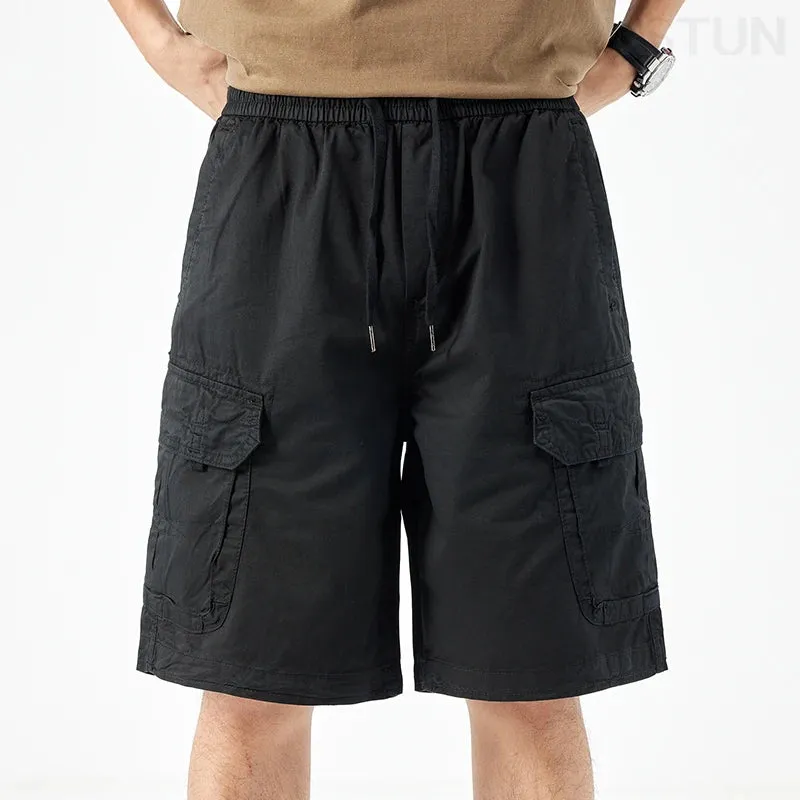 Baggy Shorts  Men Summer Short Pants Green Casual Cargo Shorts Wide Leg Loose Fit Elastic Waist Overalls  New Kpop