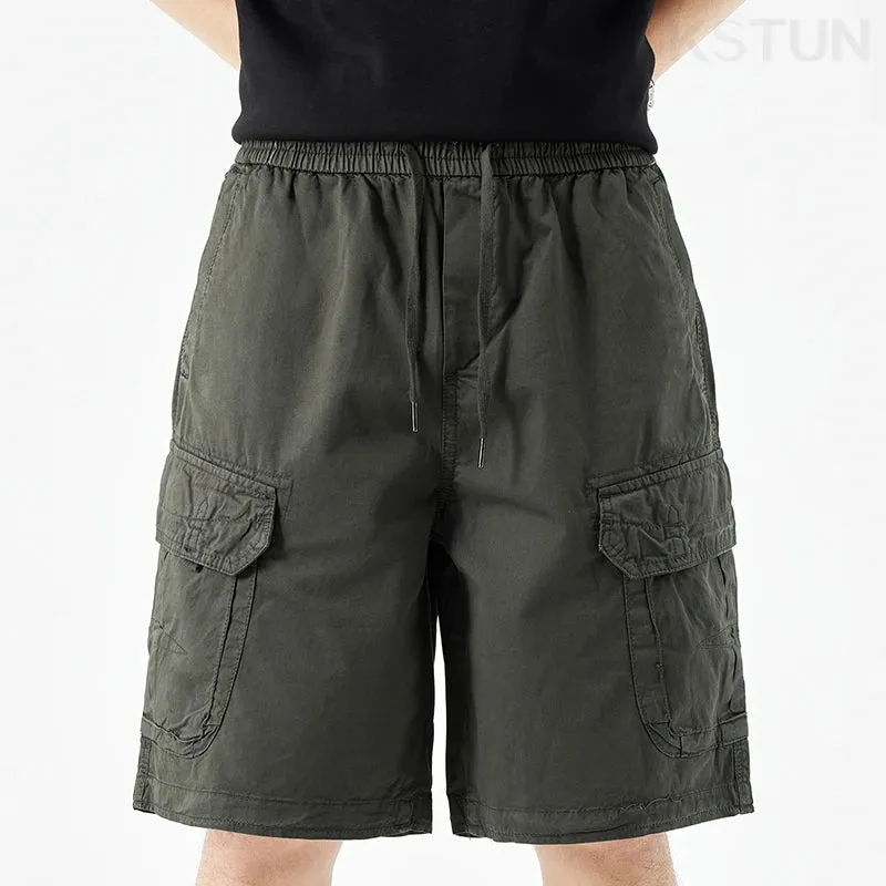 Baggy Shorts  Men Summer Short Pants Green Casual Cargo Shorts Wide Leg Loose Fit Elastic Waist Overalls  New Kpop