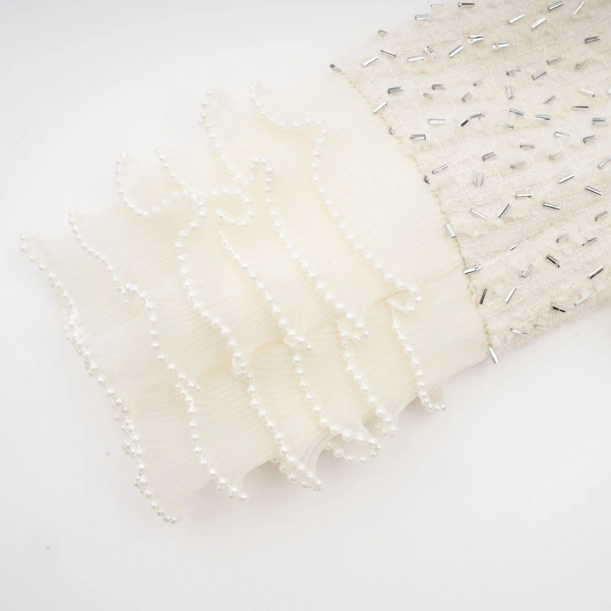 Blanche white beaded ruffle cropped jacket