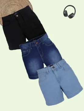 Boys Pack of 3 Solid Denim Shorts