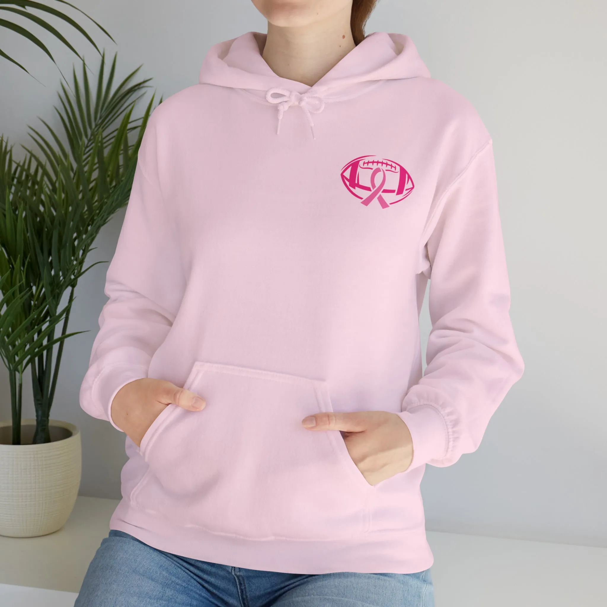 Breast Cancer Pink Football Hooded Sweatshirt