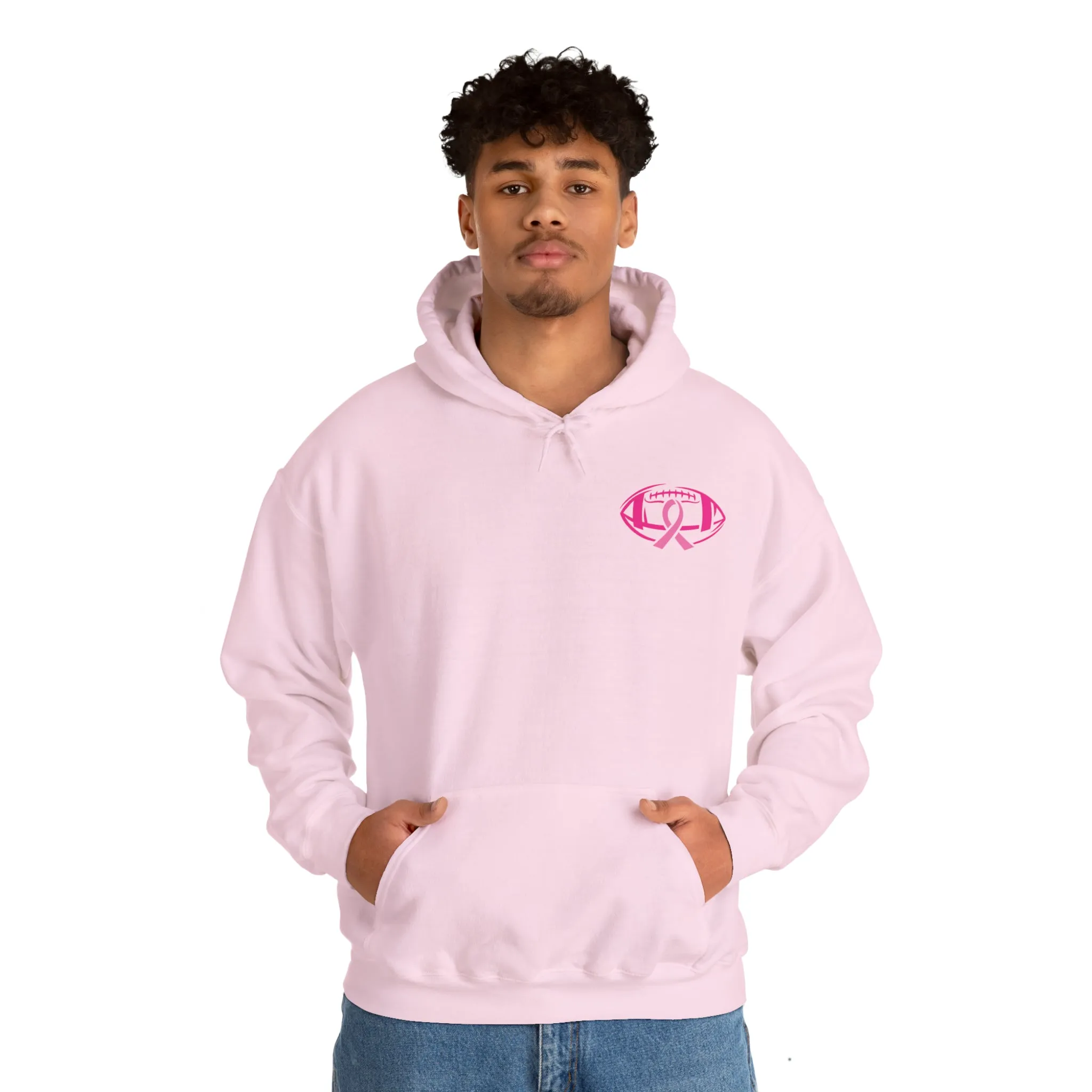 Breast Cancer Pink Football Hooded Sweatshirt
