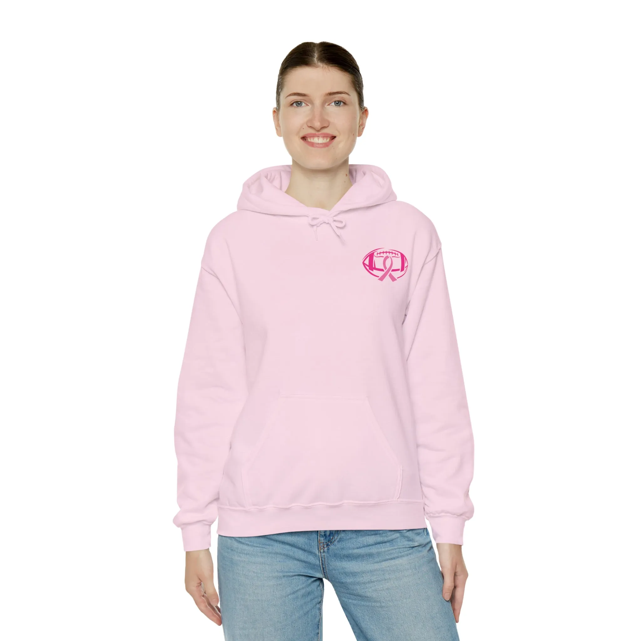 Breast Cancer Pink Football Hooded Sweatshirt