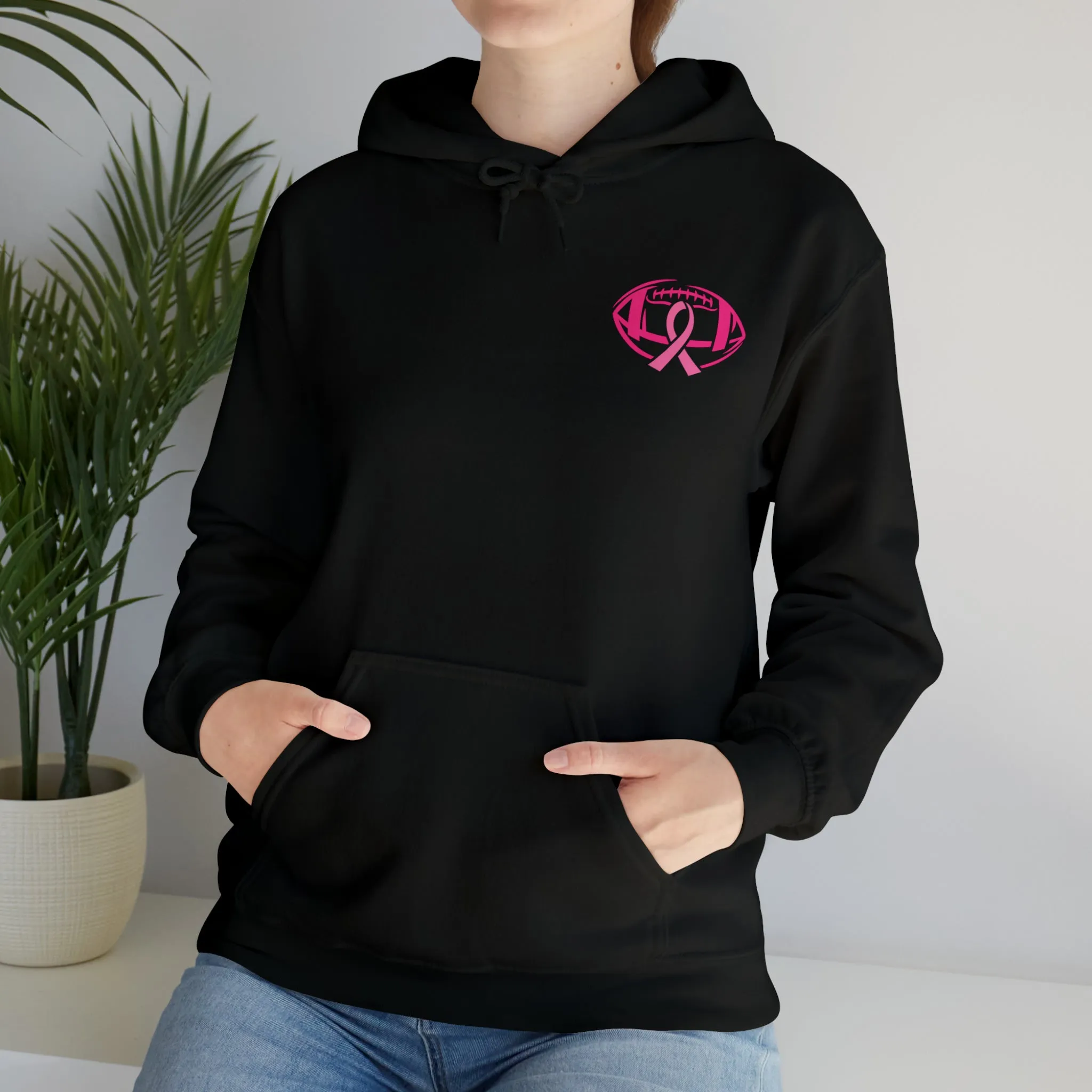 Breast Cancer Pink Football Hooded Sweatshirt