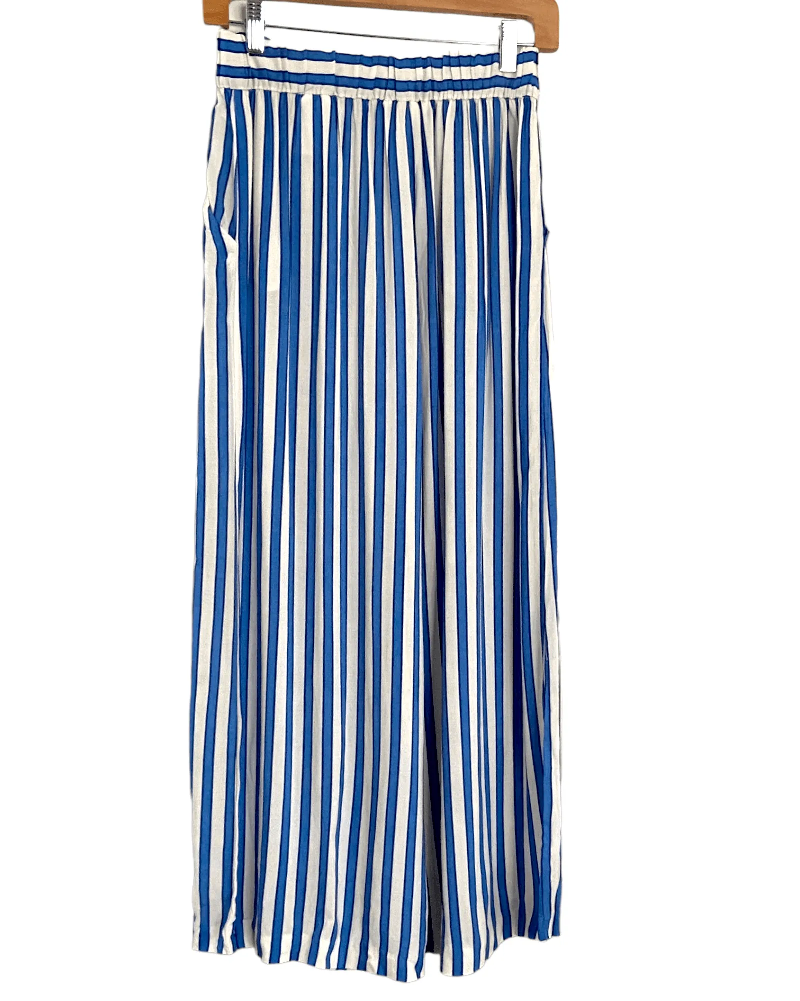 Bright Winter Blue Stripe Wide Leg Pant