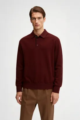 Burgundy Wool Polo Shirt