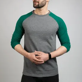 Charcoal & Green Raglan