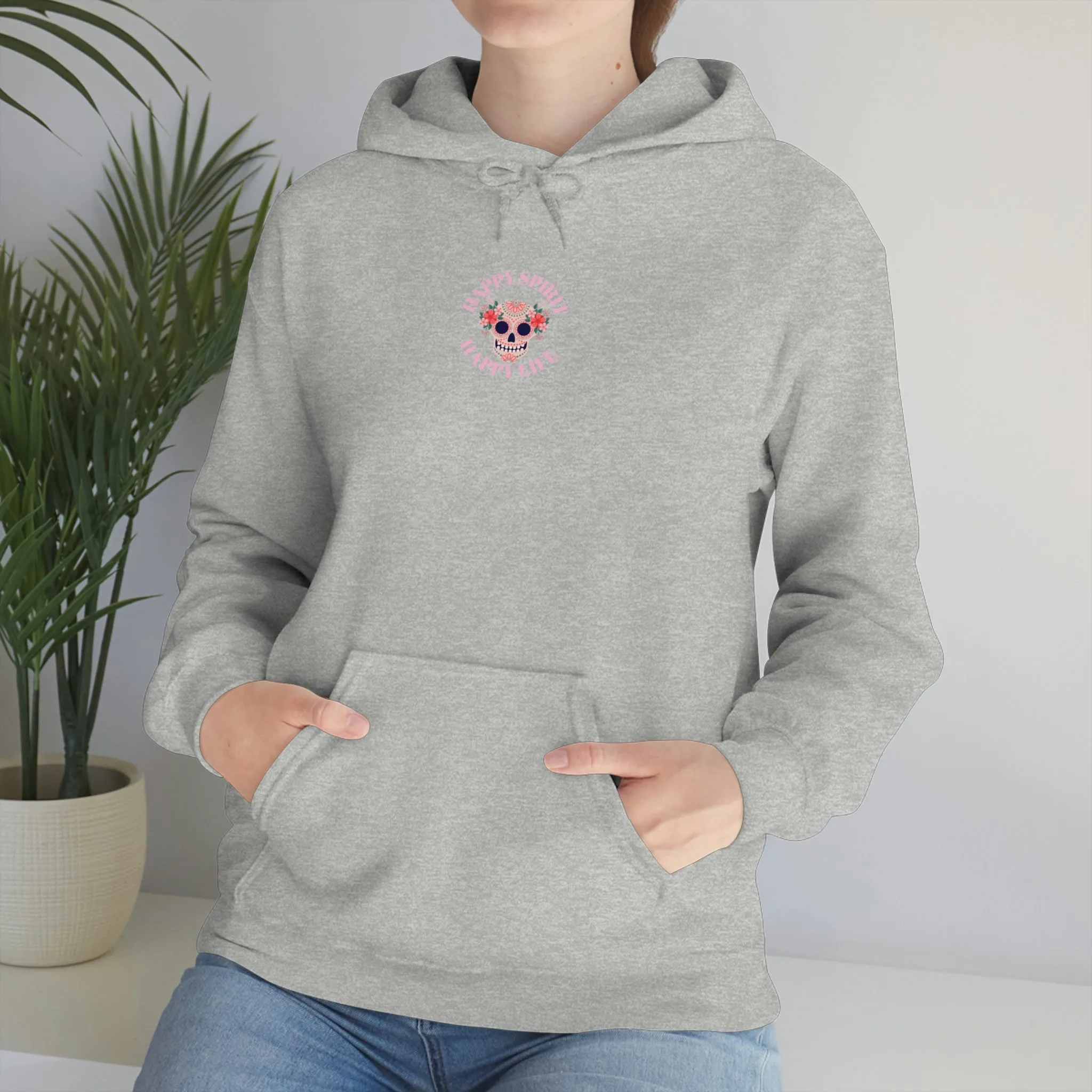 Dia De Los Muertos Hoodie Sweatshirt, Day of the Dead Gift, Happy Spirit Happy Life, Honoring the Dead Aesthetic Candy Skull, Sugar Skull