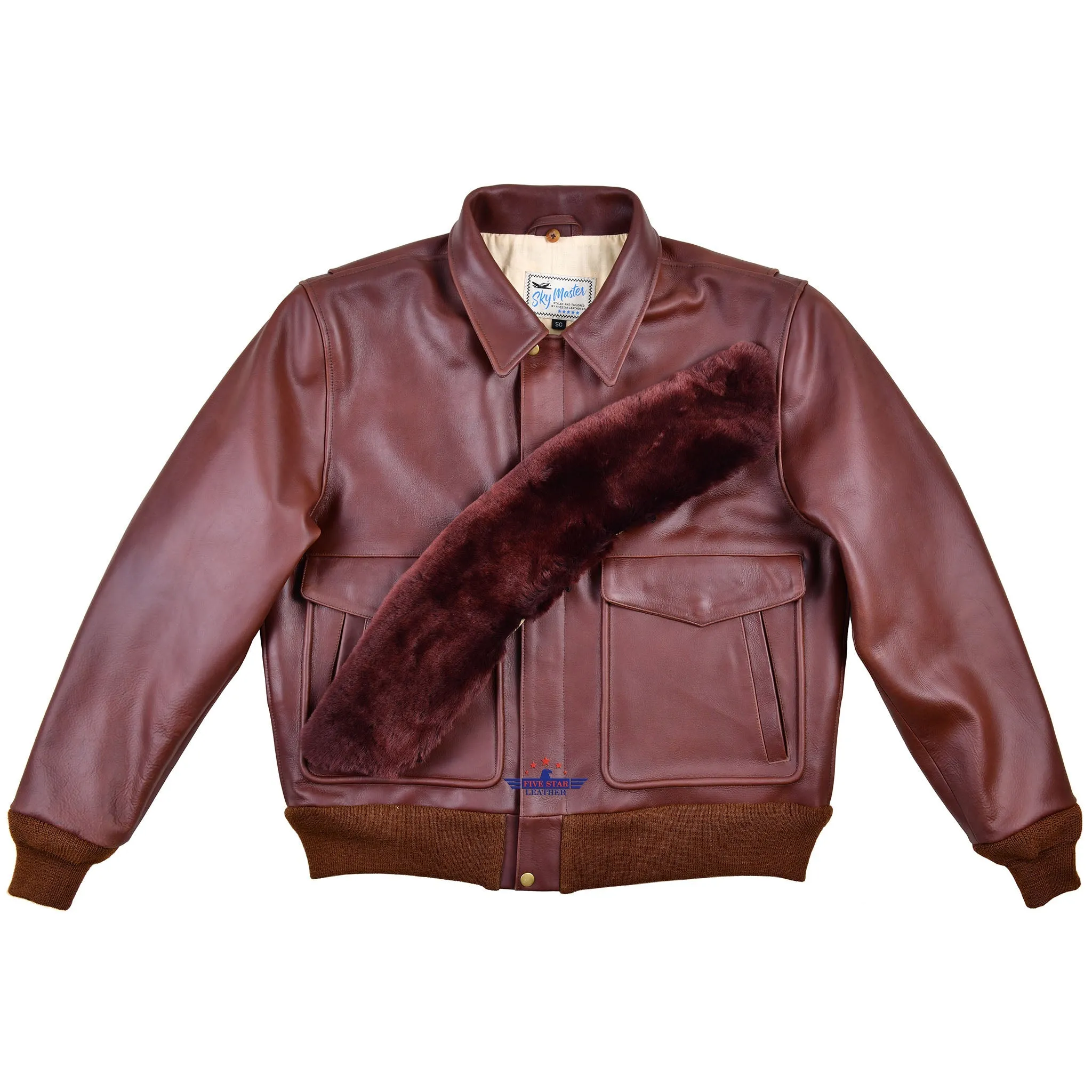 Fivestar Leather Men's Type A2 G-1 US Fashion Leather Flight Bomber Jacket