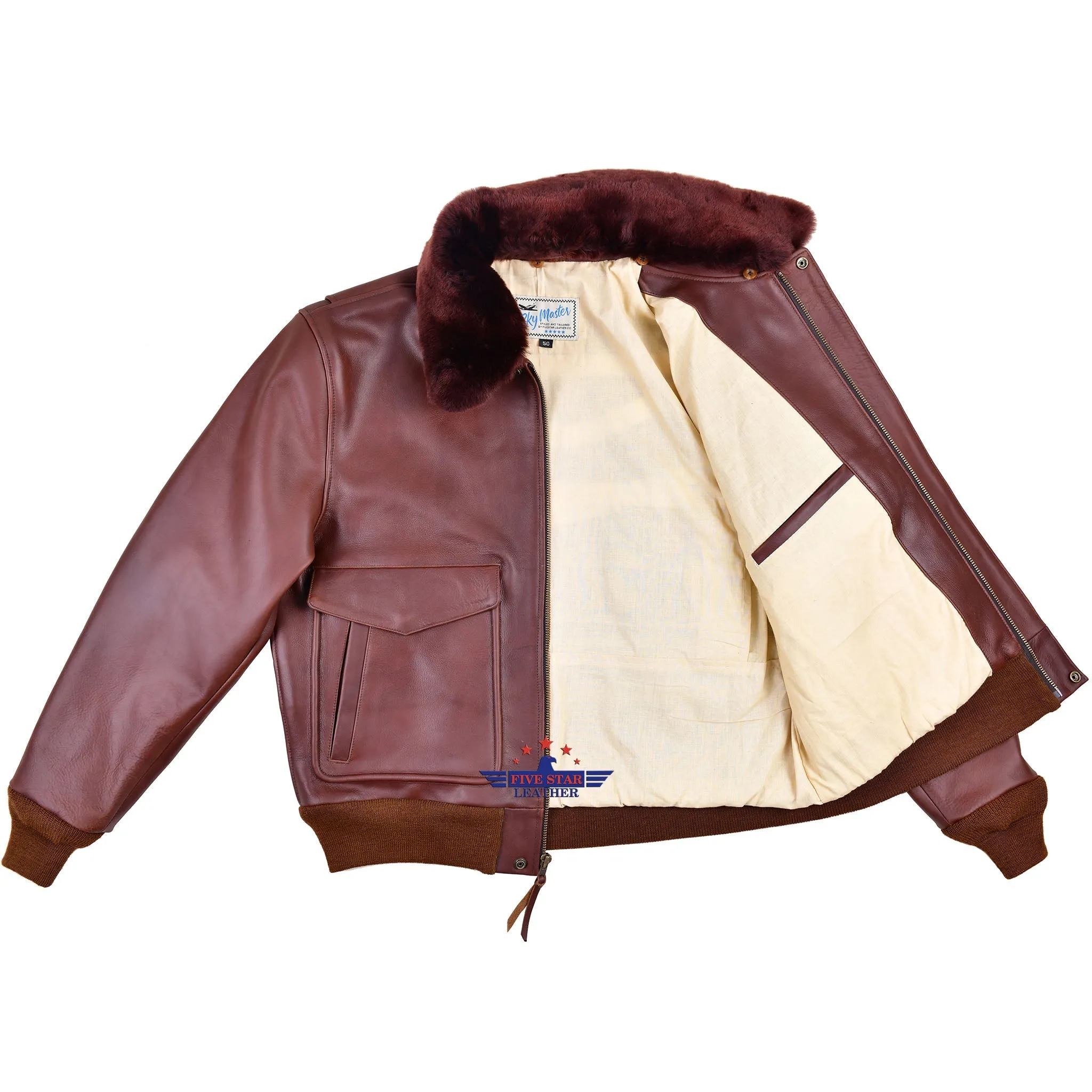 Fivestar Leather Men's Type A2 G-1 US Fashion Leather Flight Bomber Jacket
