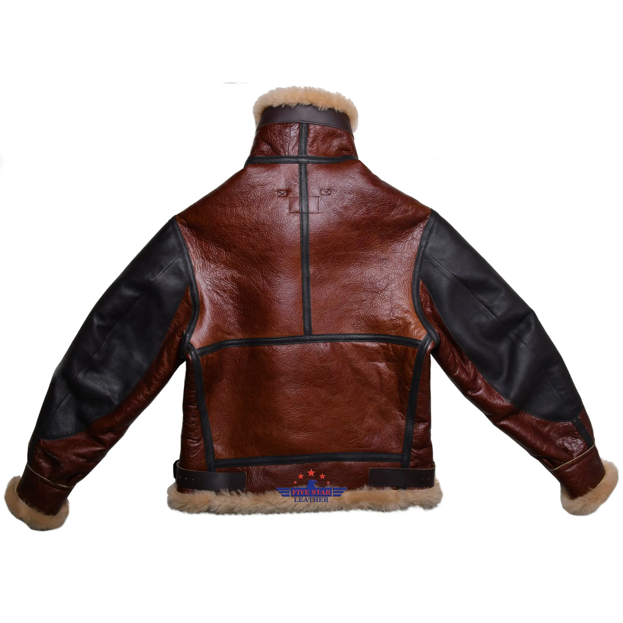 FiveStar leather Repro USAAF Type B-3 Bomber Aviator Pilot Reddish Brown Sheep Leather Flight Jacket