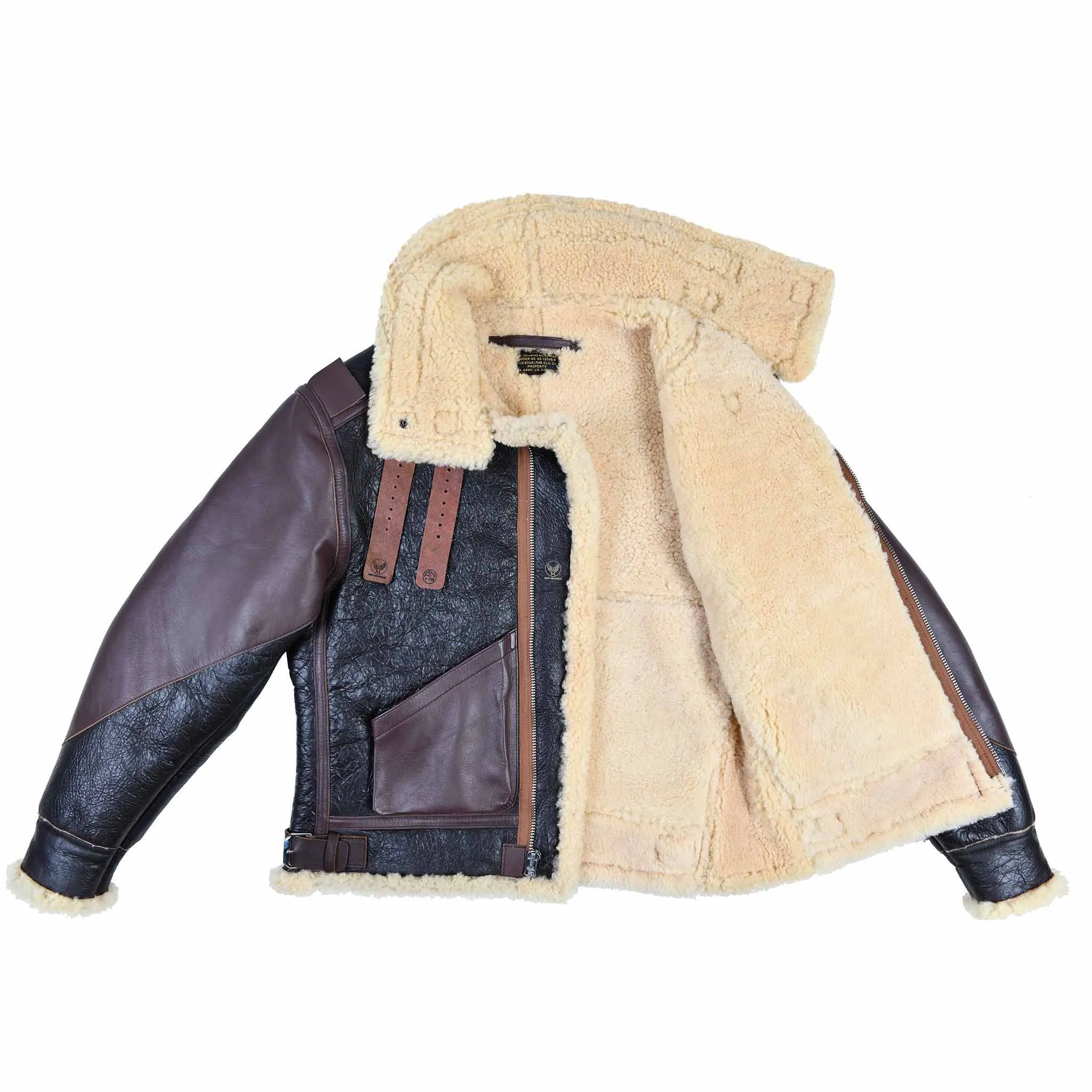 FiveStar Leather USAAF Type B-3 Bomber Aviator Pilot Seal Brown Leather Flight Jacket