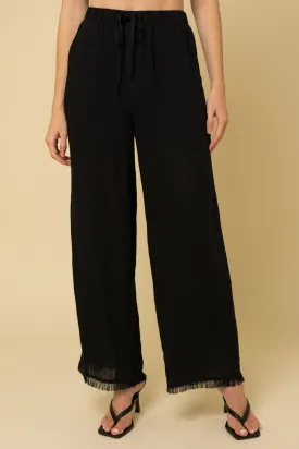 Fringe Hem Wide Leg Pants