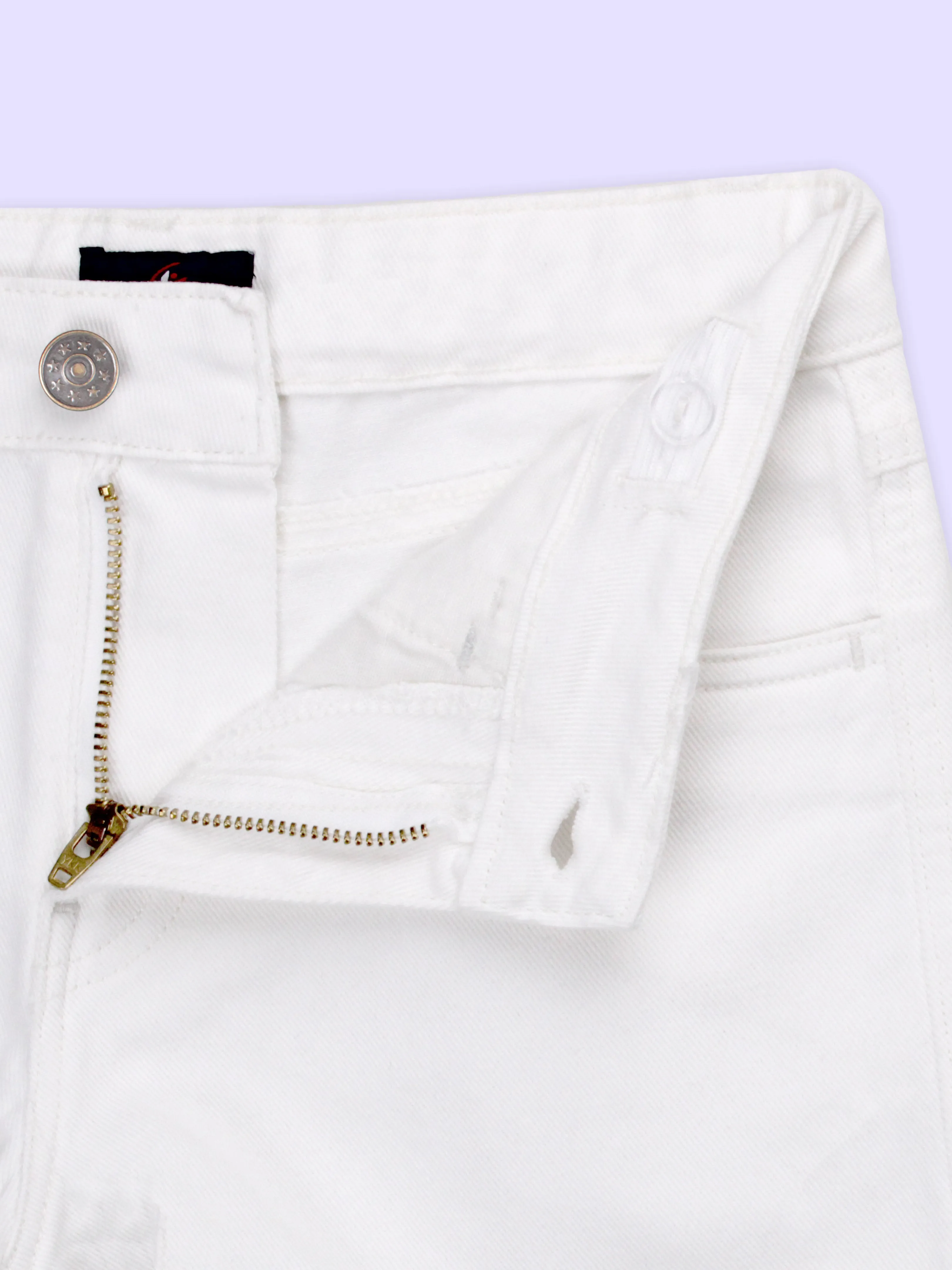Girls Rollup Denim Shorts with Button Elasticated Waistband