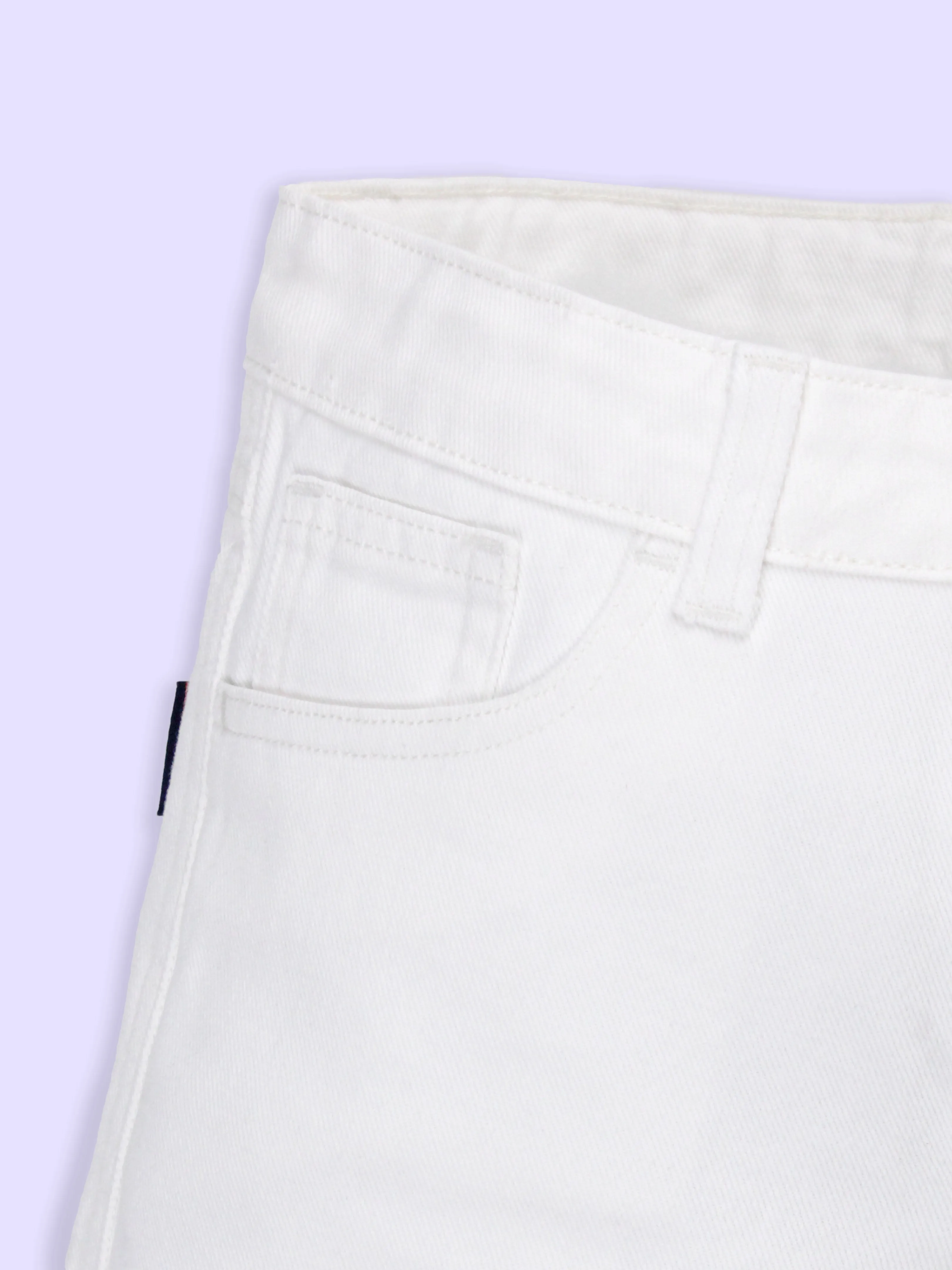 Girls Rollup Denim Shorts with Button Elasticated Waistband