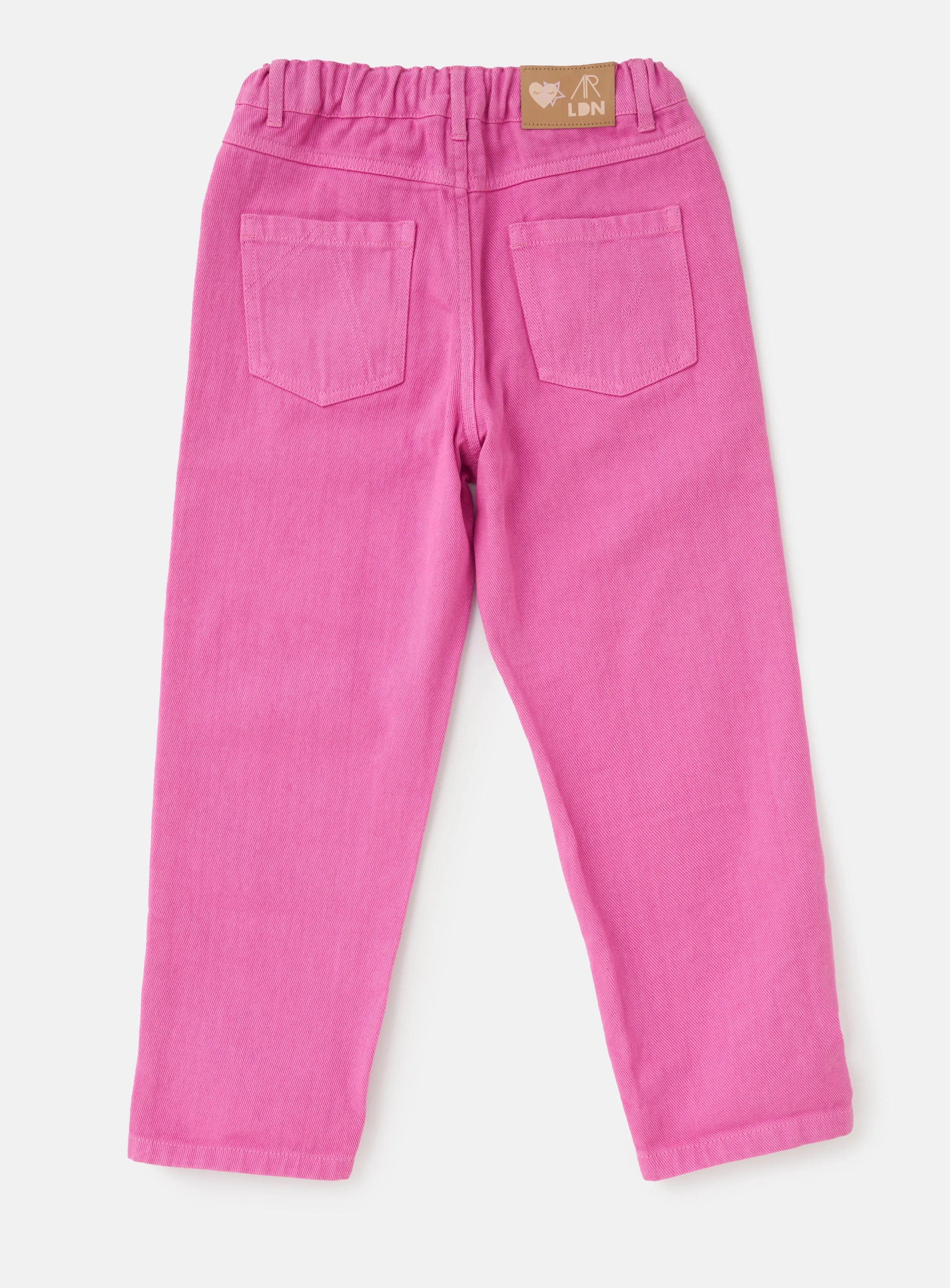 Girls Solid Pink Smart Denim Pants