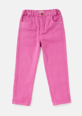 Girls Solid Pink Smart Denim Pants
