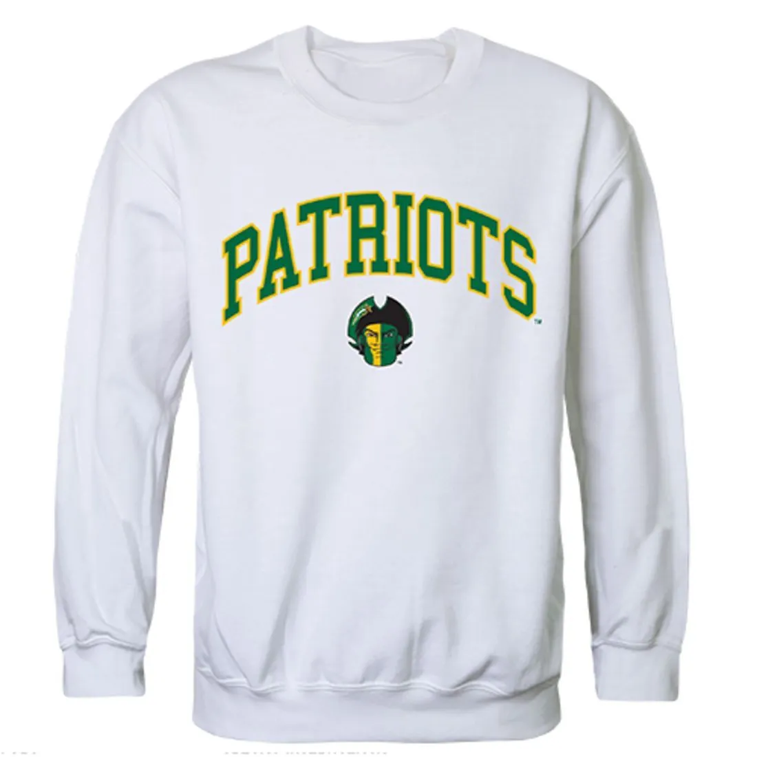 GMU George Mason University Campus Crewneck Pullover Sweatshirt Sweater White