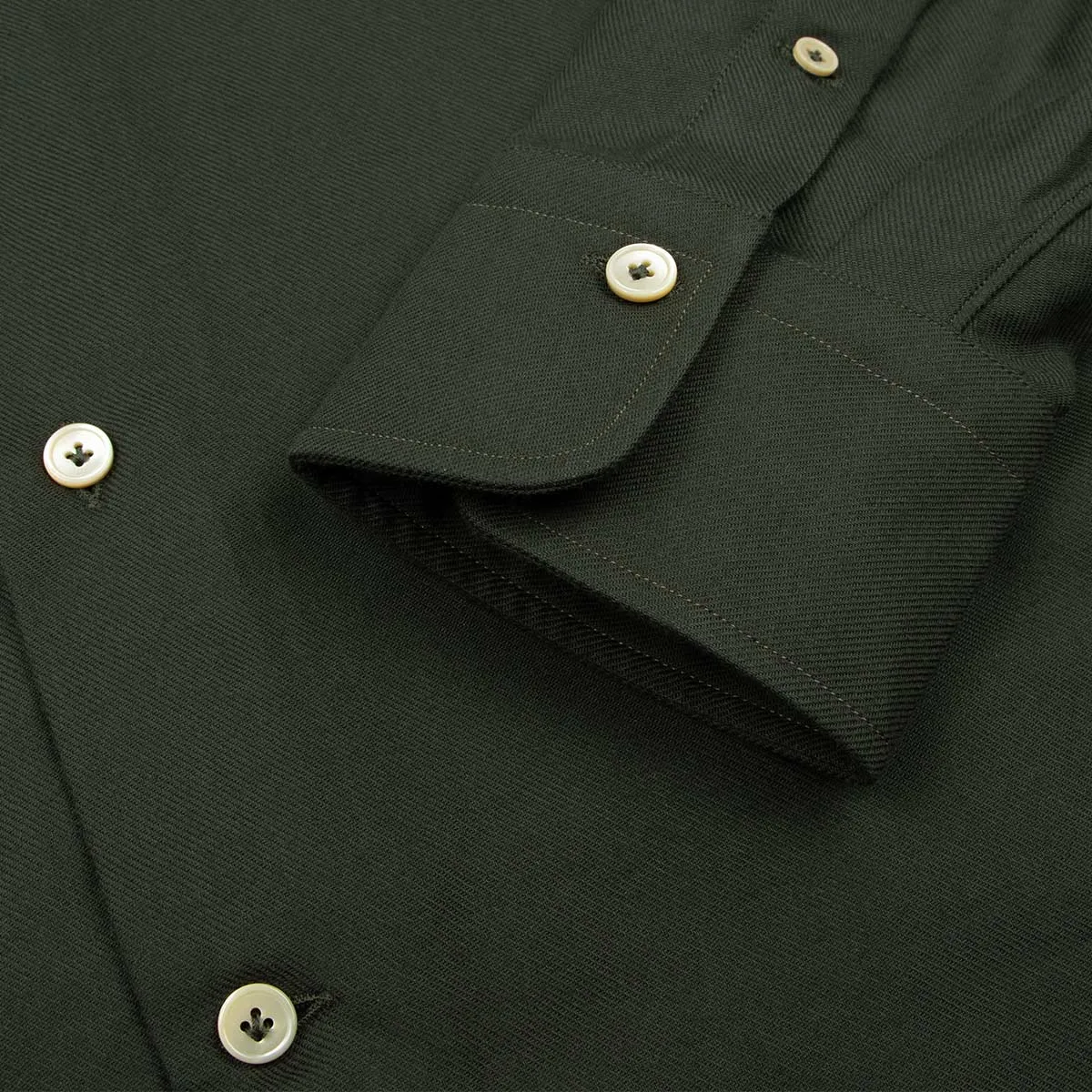 Green Cotton Flannel Long Sleeve Shirt