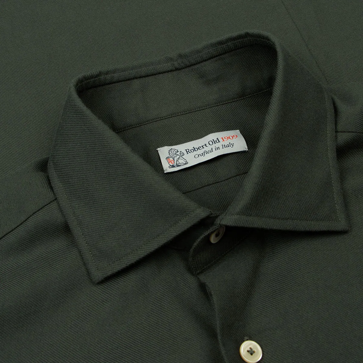 Green Cotton Flannel Long Sleeve Shirt
