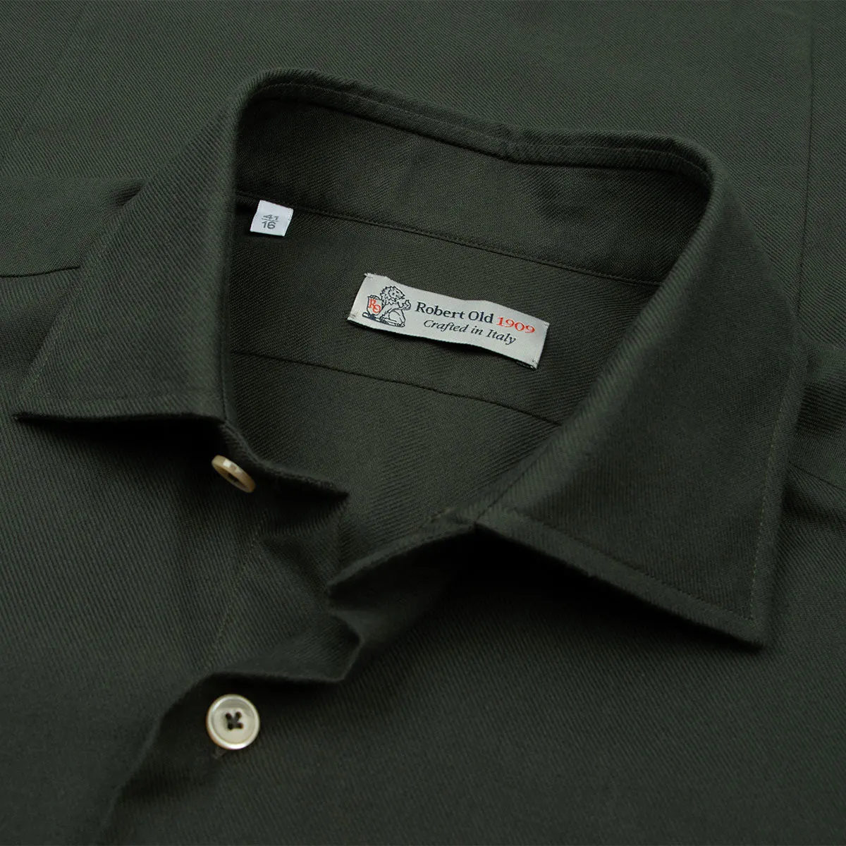 Green Cotton Flannel Long Sleeve Shirt